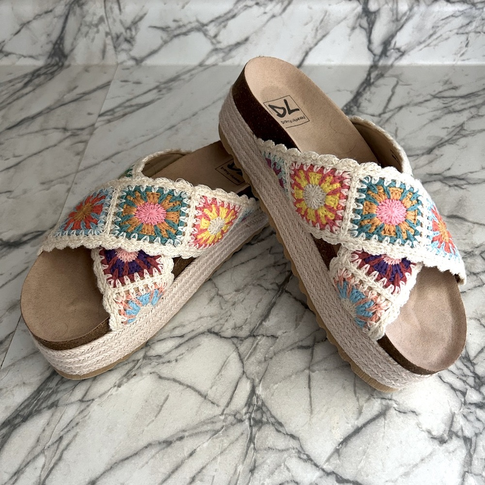 Dirty Laundry crochet platform sandal